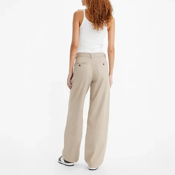 Levi's High Rise Pleated Baggy Trousers in Cobblestone Neutral VARSITY PREP NWT - Picture 3 of 16